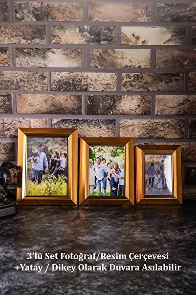 Araste 3'lü Set Gold 10cmx15cm 13cmx18cm 15cmx21cm Resim, Fotoğraf, Belge, Po...