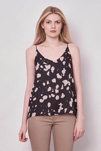 Jument Patterned Rope Strap Stylish Fabric Blouse Without Lycra Inside the Jacket - Black Pattern