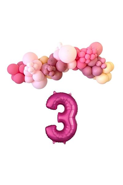 Organizasyon Pazarı Fuchsia and Blue 34inch Pink Polyobalon 30-Piece Balloon Chain Set