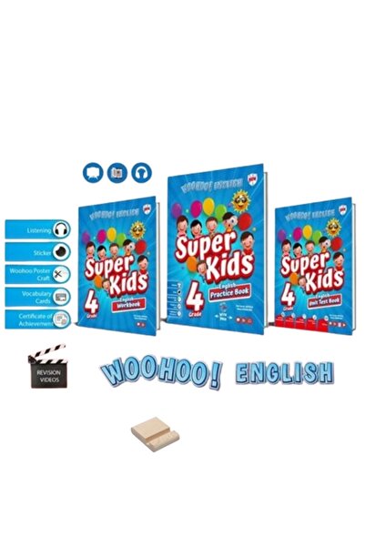 Kırmızı Beyaz Yayınları 4.Sınıf Woohoo Englısh SUPER KIDS(Practice + workbook...