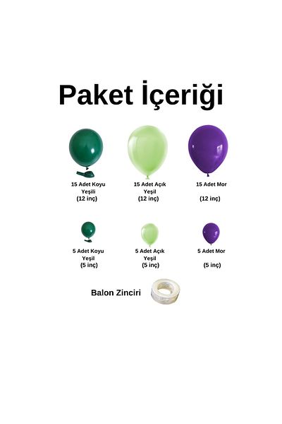 Organizasyon Pazarı Set of 60 Dark Green and Light Green Balloon Chains