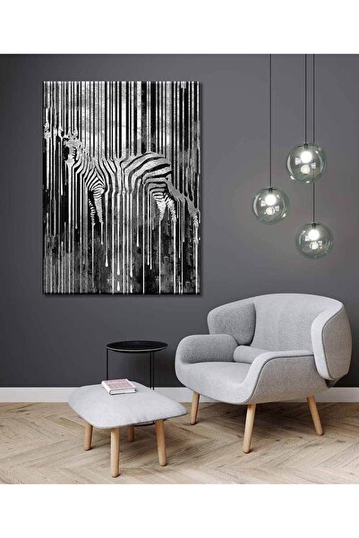 TosbArt Gümüş Zebra Yüksek Kalite Dijital Baskı Dikey Kanvas Tablo Cafe Ofis ...