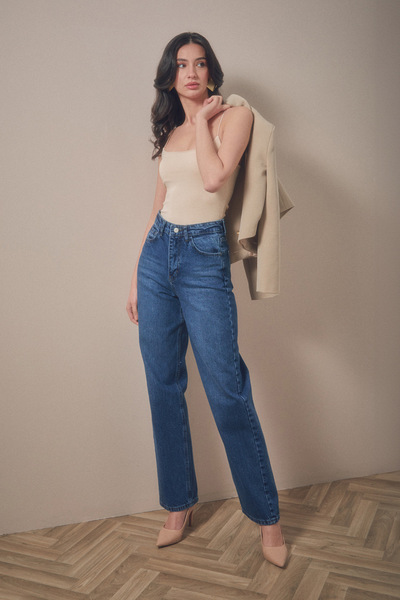 Fulla Moda Ψηλόμεσο φαρδύ τζιν