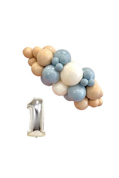 Organizasyon Pazarı 1-34 Inch Silver Foil Balloon Set of 30 Balloon Chains - Storm Blue and Desert White