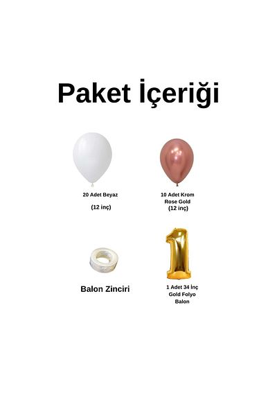 Organizasyon Pazarı White-Chrome Rose Gold 1 34-Inch Foil Balloon Chain Set - 30 Pieces