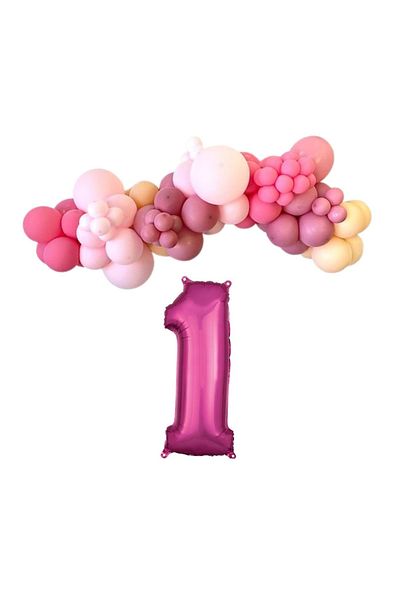 Organizasyon Pazarı Fuchsia and Pink Balloons Set - 1 34inch Pink Polyobalon, Set of 30 Chains