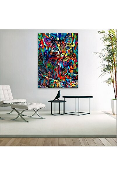 Limitless Design Pictură murală decorativă pe pânză pisică colorată