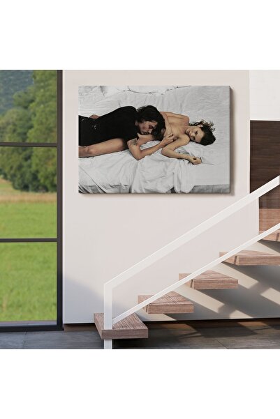 TosbArt Johnny Depp ve Kate Moss Sanat Tablosu-6524 Yüksek Kalite Dijital Bas...