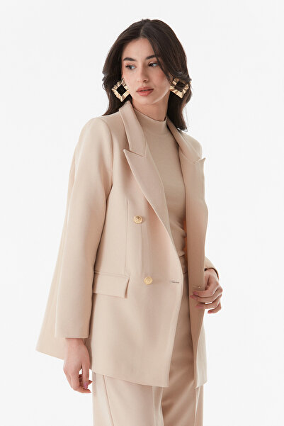 Fulla Moda Double Breasted Collar Buttoned Blazer Jacket