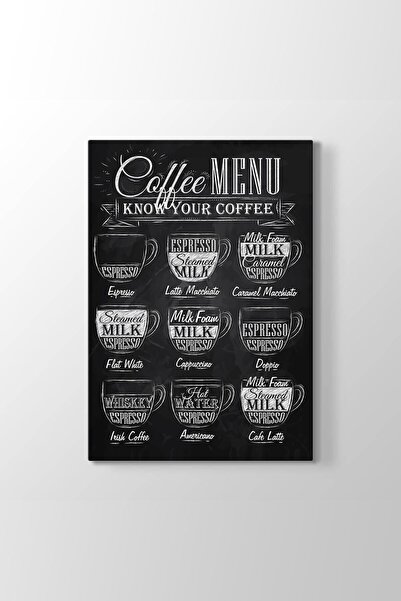 GülsenArt Kahve Menüsü Tablosu HD Dijital Baskı Dikey kanvas Tablo Cafe Dekor...