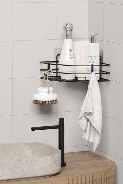 zabata Adhesive Bathroom Corner Bracket Corner Shelf Shower Shampoo Holder Wall Organizer Organizer Shelf 1 Piece