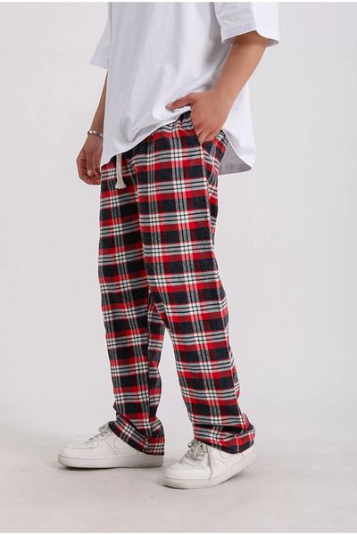 weywot Plaid Pattern Elastic Waist Pajamas Sweatpants