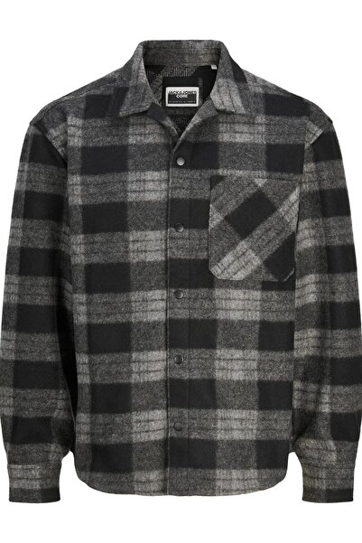 Jack & Jones Men's Plaid Print Shirt Jacket with Chest Pockets - Collective