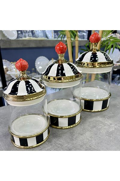 ROY KING Royking Nero Series 3-Piece Porcelain Jar Set