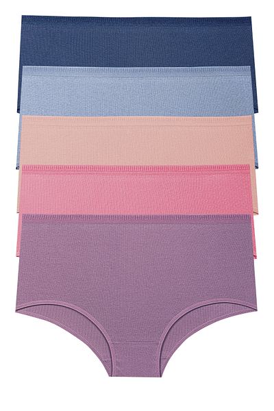 Miss Blue Moon Women's Ribbed Panties 5 Pack Cotton 5460