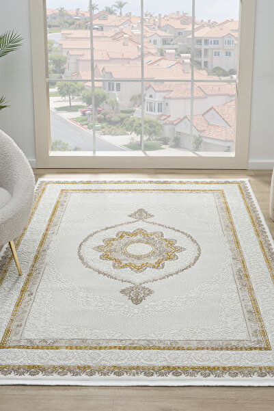 Prestige Halı Touch Beyaz Sari Salon Oturma Odasi Çocuk Odasi Yatak Odasi Halisi 0TO347