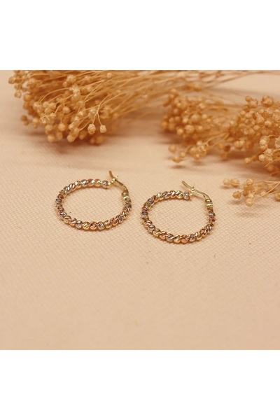 SS Selin Silver Dorika Toplu Halka Küpe 3 Renkli 925 Ayar Gümüş Halka Küpe