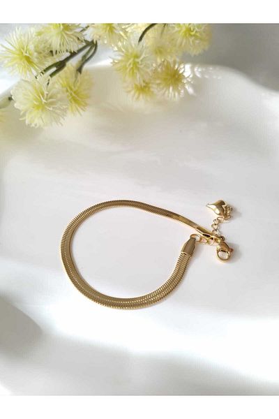 Tasarım Italian Scrunch - Steel Gold Fish Back Bracelet