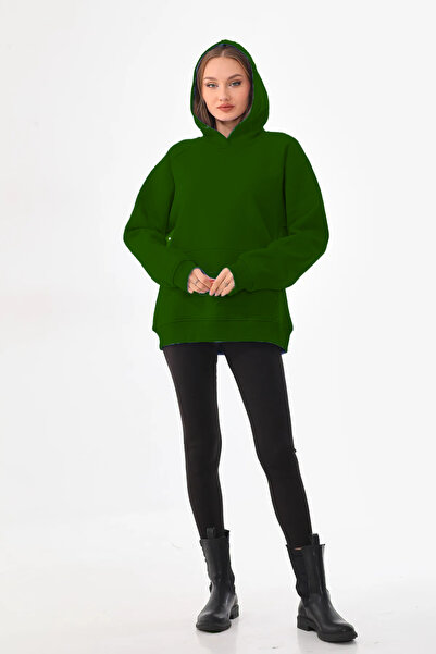 batı Φούτερ με μανίκια ρεγκλάν, χοντρό oversize με φλις εσωτερικά