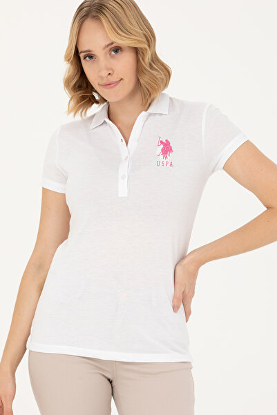 U.S. Polo Assn. Γυναικείο λευκό μπλουζάκι με γιακά πόλο Basic 50262695-vr013