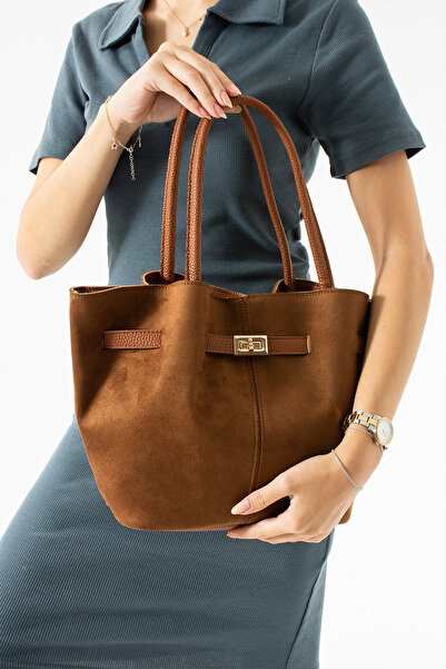 Sellini تان سويدي نوبوك - حقيبة يد وكتف نسائية من الجلد الصناعي بحزام متقاطع ...