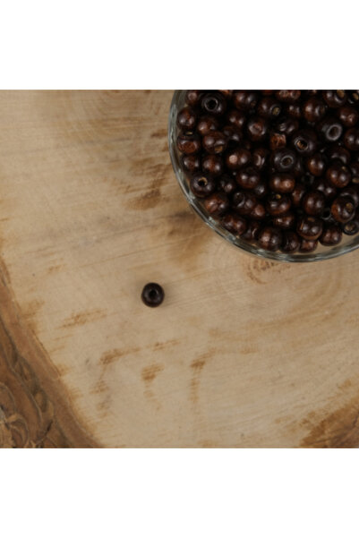 Prestij Boncuk Βερνικωμένες Ξύλινες Χάντρες Σκούρο Καφέ 8 mm Μη επεξεργασμένε...