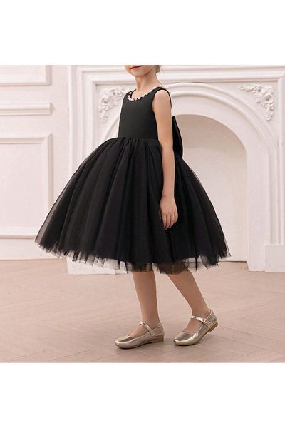 nsmkidslife Girl's Collar Pearl Dress Our Violet Model Birthday Graduation Reading Day Evening Dress