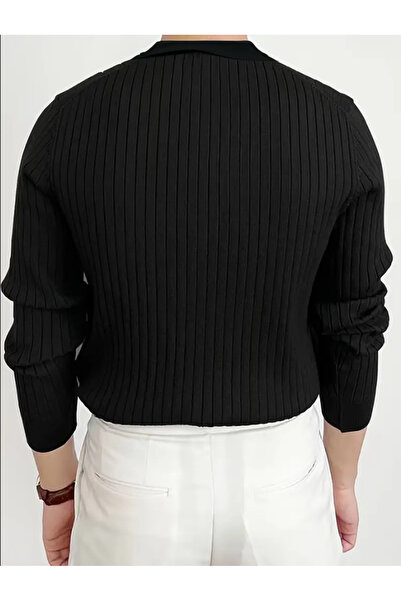 COOL TARZ Ανδρικό πλεκτό πουλόβερ με μαύρα κουμπιά Polo λαιμόκοψη