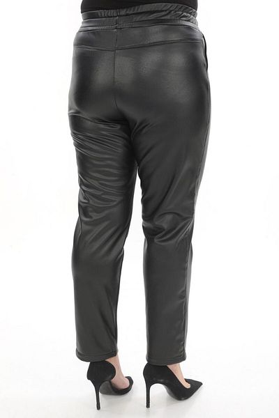 ŞIK STİL Stylish Leopard Print High Waist Large Size Leather Trousers