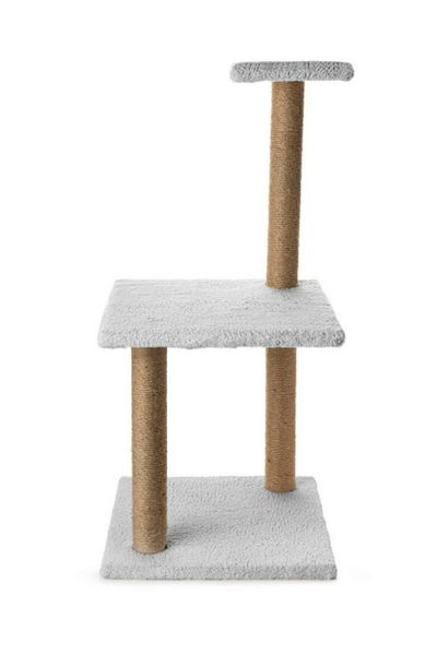 BEYLİNİ 3-Piece Cat Scratch Board Plush Fabric Disassembled 84 cm Height 3-Step Jumping Game (Gray)
