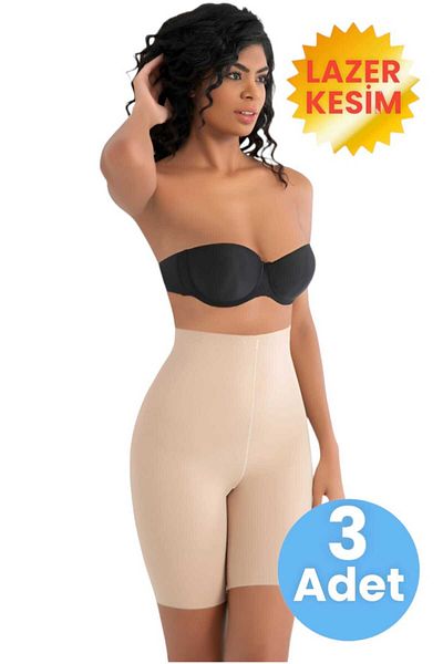 Uniquetrenders Women's Seamless Slimming and Gathering Laser Cut High Waist Leg Corset Set of 3