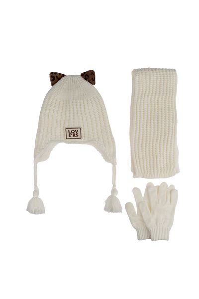 Kitti Set de 3 piese pentru fete cu fleece interior - mănuși pentru beretă Ketti Scarf (vârste 4-8)