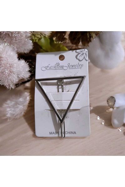 feyza collection Cataramă metalică cu clemă triunghiulară argintie