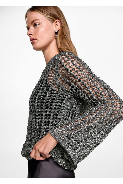 Mango Teen Pulover de culoare argintie pentru copii