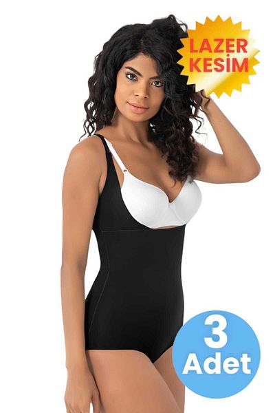 Uniquetrenders Women's Laser Cut Non-Marking Chest Supported Strap Gathering Body Slip Corset Set of 3