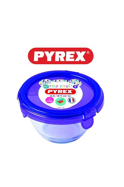 Pyrex حاوية تخزين طعام للأطفال مقاس 11×6 سم، أرجوانية - حاوية زجاجية محكمة الغلق ومتعددة الأغراض لتخزين وجبات الأطفال