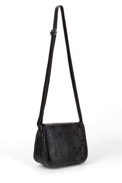 Bilik Deri Siyah-Yılan-Rugan Kadın Çapraz Askılı Çanta BLM 622-2