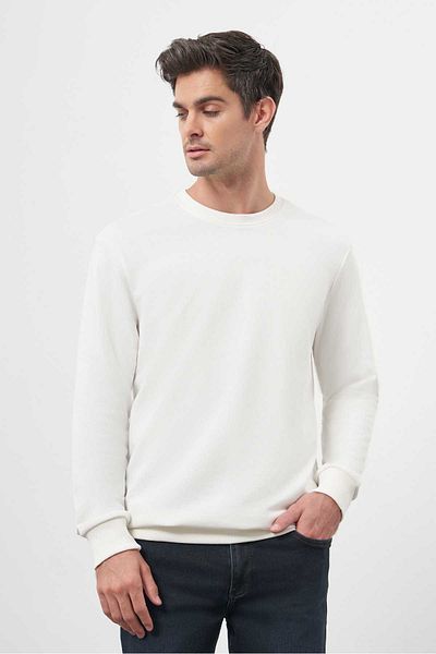 Morven Ανδρικό φούτερ White Basic Crew Neck