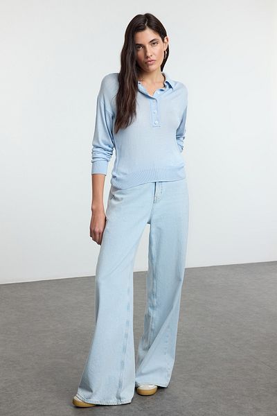 Trendyol Collection Pulover albastru subțire cu gât polo TWOAW25KZ00355