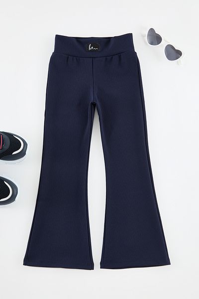 TRENDYOLKIDS Girl's Navy Blue Knitted Flare Tights - Tkdss24Ta00007