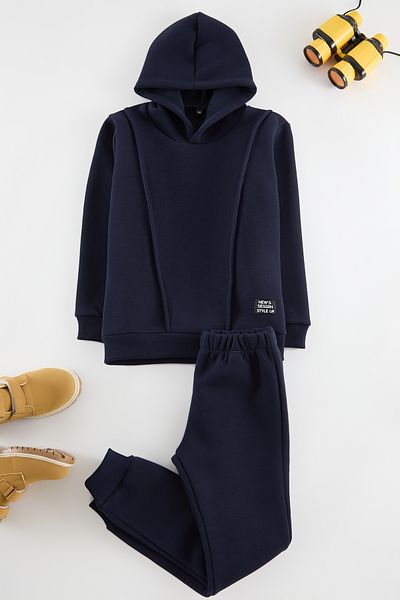 TRENDYOLKIDS Navy Blue Boy's Color Block Knitted Bottom-Top Suit Tkdaw25Au00058