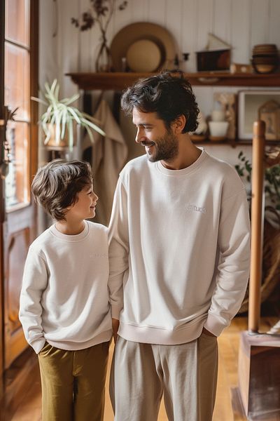 TRENDYOLKIDS Φούτερ Boy's Grey Mini Me - Ο μπαμπάς και ο γιος με στάμπα TKDAW25SW00101