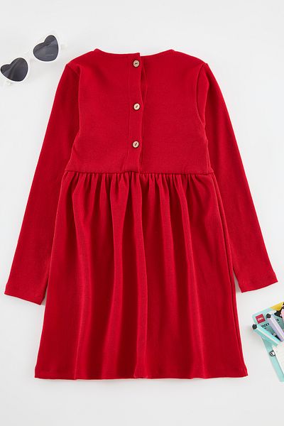 TRENDYOLKIDS Piros egyenes kötött ruha - TKDAW25EL00011 Normál szabású