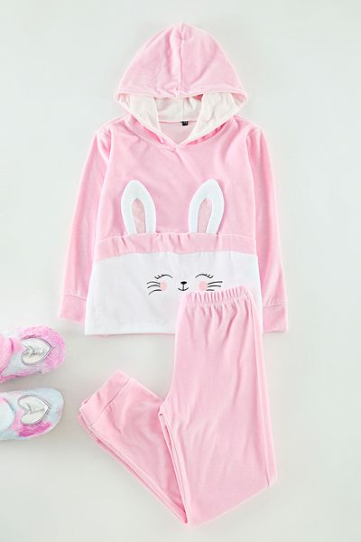 TRENDYOLKIDS Powder Color Animal Knitted Set - Bottom-Top Set Tkdaw25Au00056