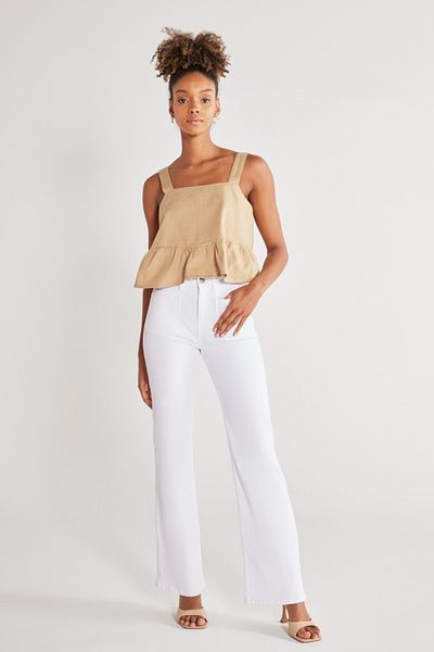 WRANGLER Flare Fit, hohe Taille, ausgestelltes Bein, gebrochenes Weiß, dehnbare Hose