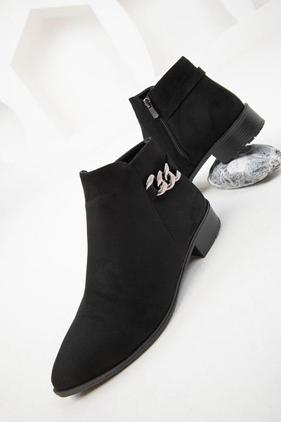 SOHO Schwarze Wildleder-Platin-Damenstiefel und Stiefeletten 16536