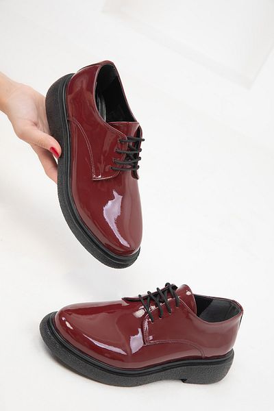 SOHO Claret Red Patent Leather Women's Casual Shoes 19851