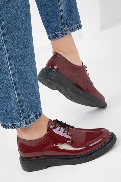 SOHO Claret Red Patent Leather Women's Casual Shoes 19851