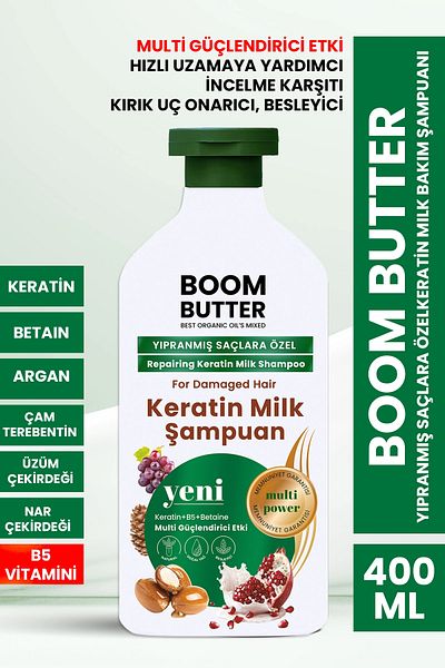BOOM BUTTER Multifunctional (7 Active) Keratin Milk Shampoo 400 ml