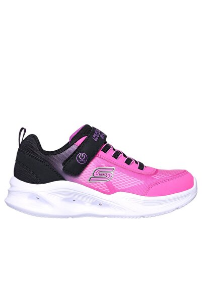 SKECHERS Girls' SOLA GLOW Shoes with Hook and Loop Closure - 303714L-BKHP